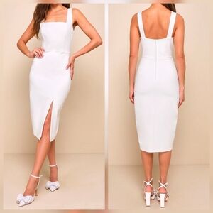 Lulus Baby You're The One White Sleeveless Bodycon Midi Dress
